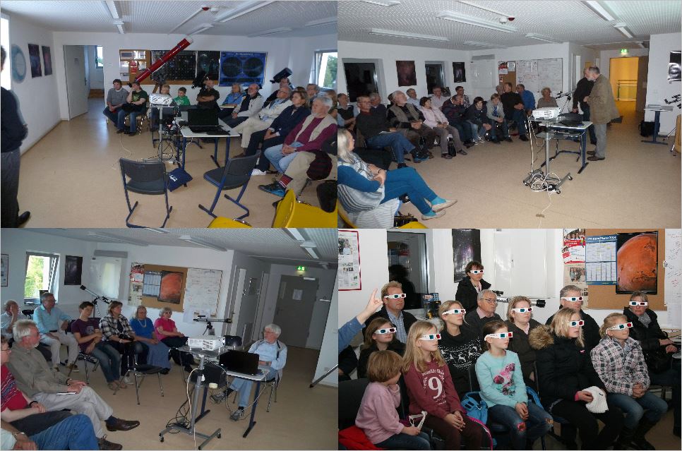 Der Vortragsraum der Sternwarte Tornesch mit Bildern und Besuchern